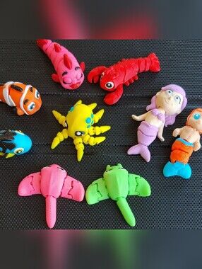 *NEW* Wiglet Kids Sea Creature Toy Set (10) - Articulated Movable Minatures